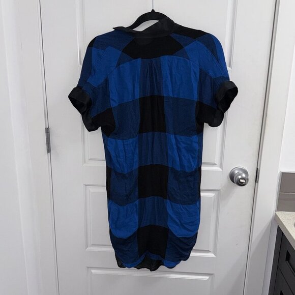 Rag & Bone Shirt Dress size 2 Cooper Plaid Blue Wool Blend - Picture 2 of 3